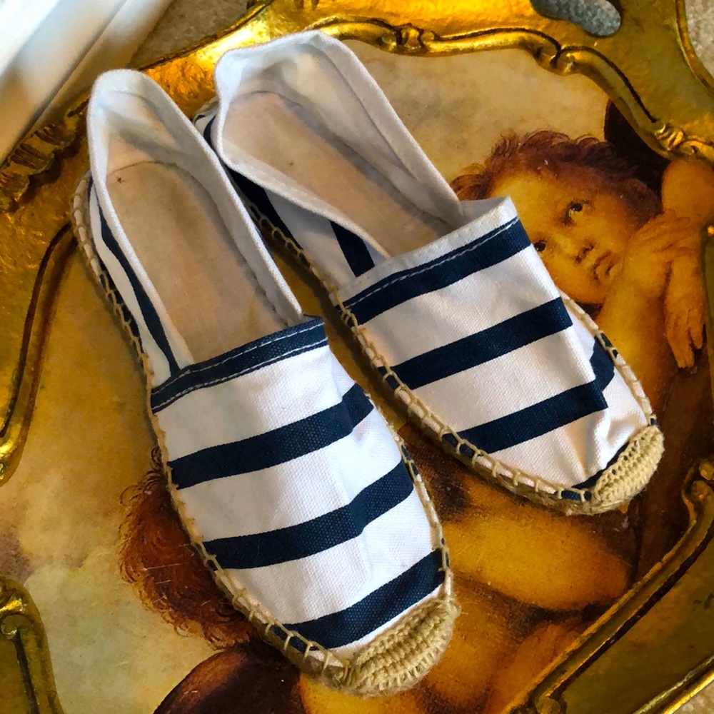 3 For $25 Canvas Nautical Blue & White Striped Espadrilles